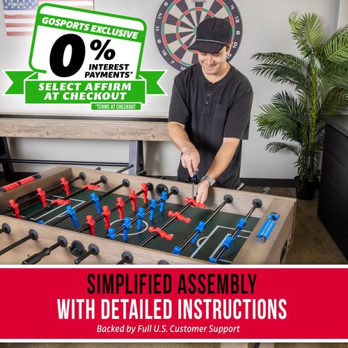 GoSports 54 Inch Full Size Foosball Table - Includes 4 Balls and 2 Cup Holders –Oak