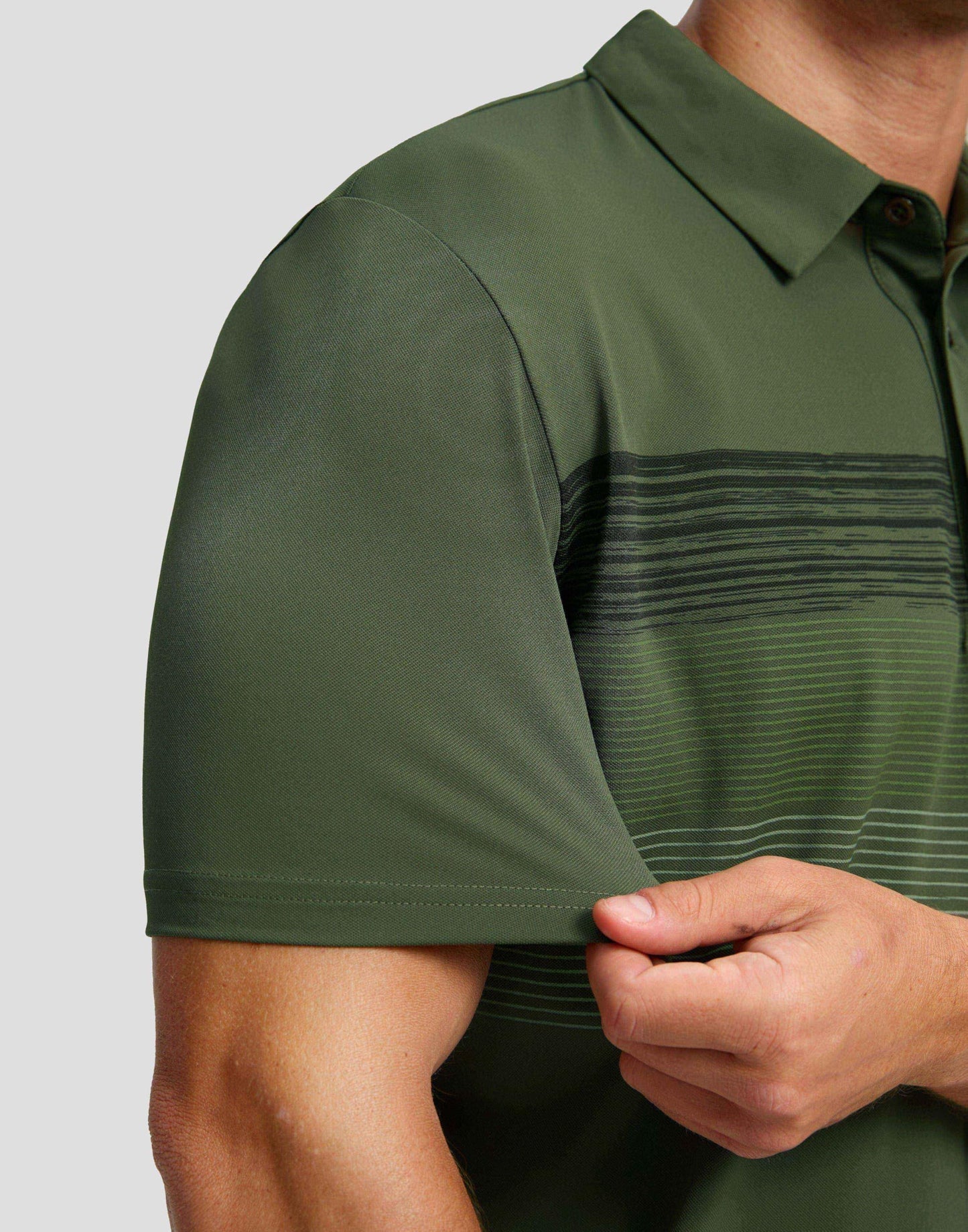 Men's Golf Shirts Dry Fit Moisture Wicking Performance Short Sleeve Collared Polo Shirts for Casual Tennis Bussiness (Dark Green Stripe, M)