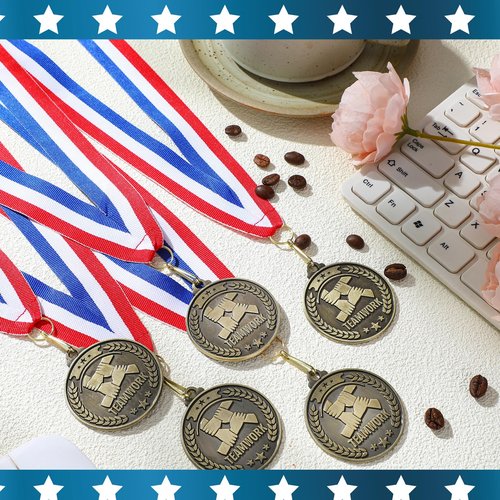 Quelay 30 Pcs 2'' Gold Medals for Awards,Winner Encourage Team Participation for Kids Adults Trophy Award Prize Gift Competitions Graduation Party(Teamwork)