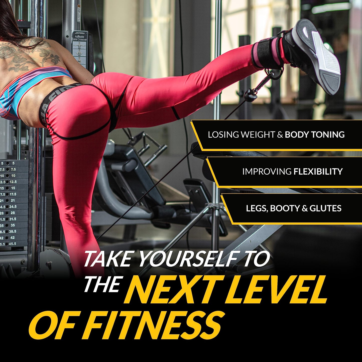 Body Reapers Gym Ankle Cuff Cable Attachment with Adjustable Strap, Durable Double D-Rings & Cushioned Design for Glute, Leg & Lower Body Exercises, Comfortable Workout Straps & Ankle Cuff
