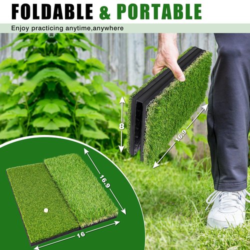 BIRDIEBLAST Premium Golf Hitting Mat, 10mm Foam Padding with Rubber Backing Golf Mat, Golf Practice Mat for Indoor and Outdoor Training