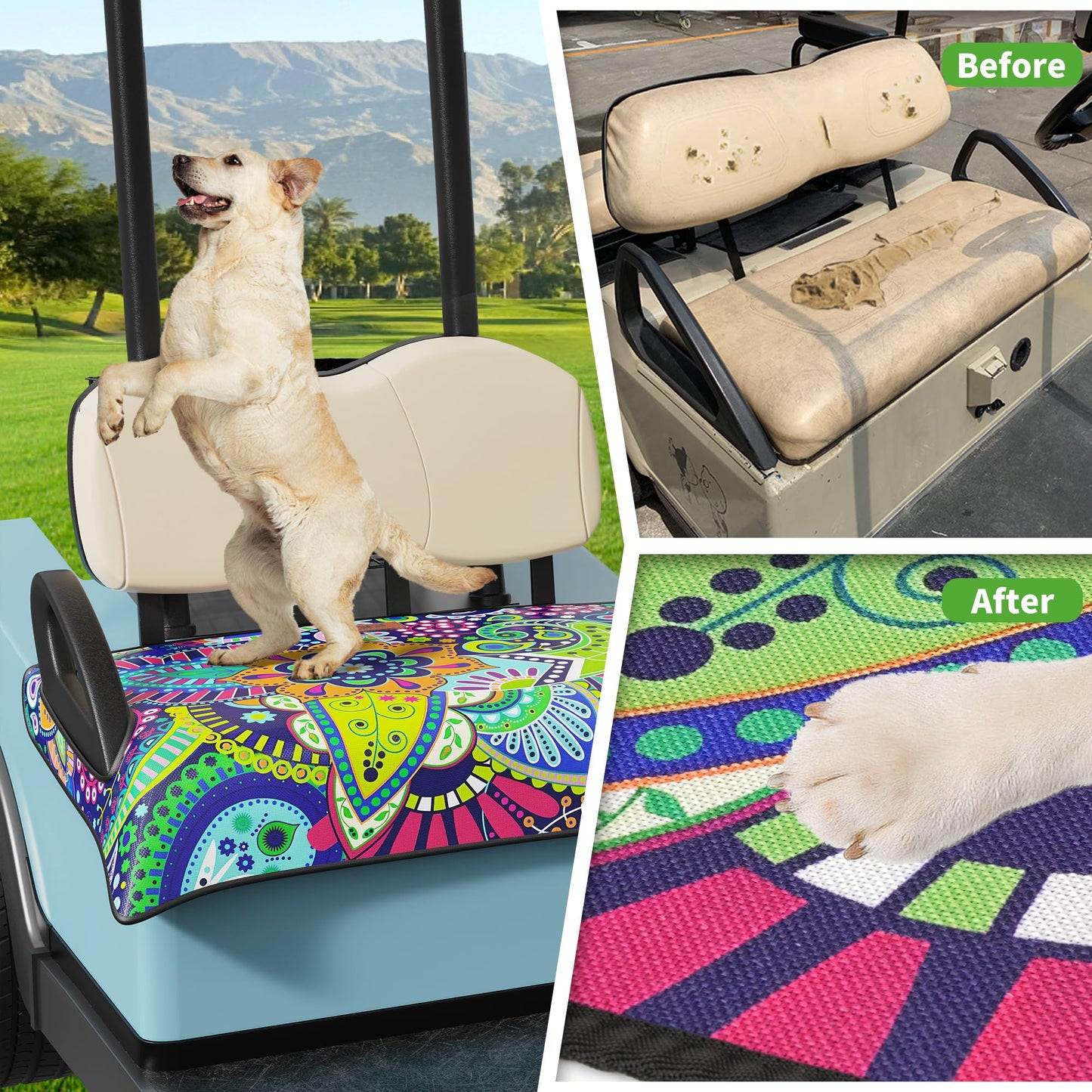 10L0L Universal Golf Cart Seat Cover Blanket Cushion Cover for EZGO TXT RXV/Club Car DS Precedent, Seat Towel for 2/4 Person Seats Suitable for All Weather