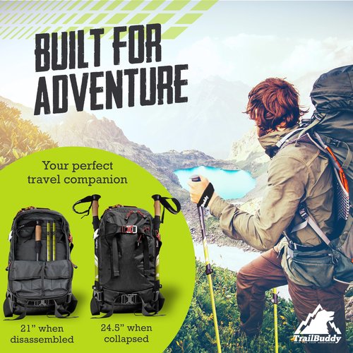 TrailBuddy Trekking Poles - Lightweight, Collapsible Hiking Poles for Backpacking Gear - Pair of 2 Walking Sticks for Hiking, 7075 Aluminum with Cork Grip