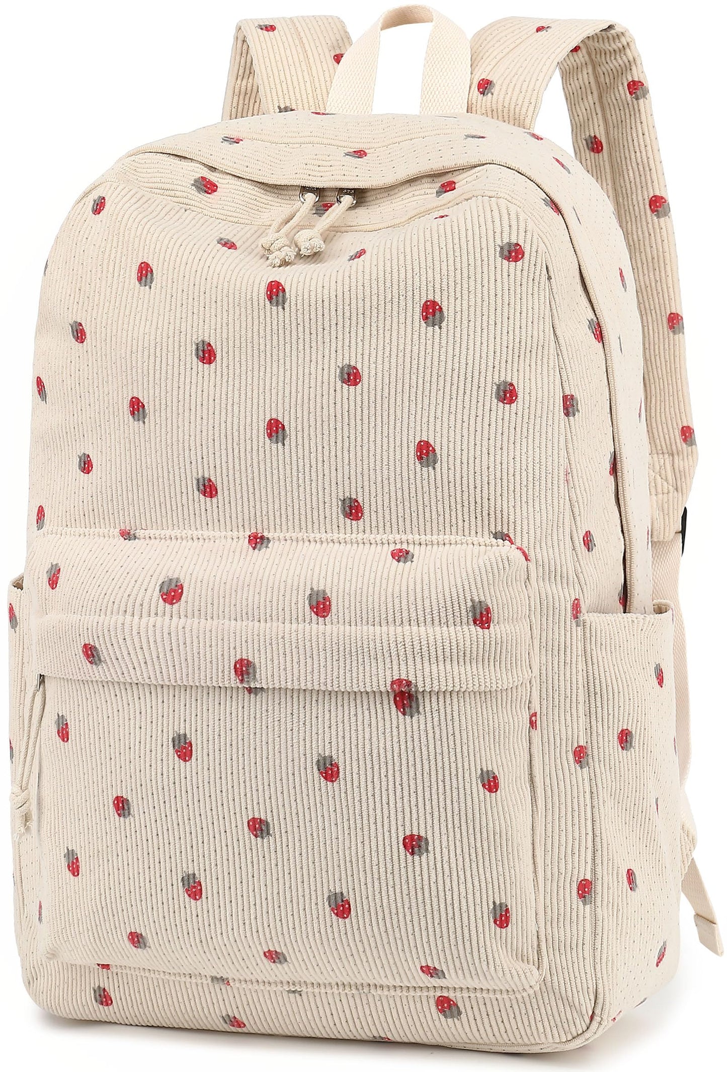 Bluboon School Backpack Teens Girls Boys Kids School Book Bags with Lunch Box Pencil Bag (Corduroy-Strawberry)