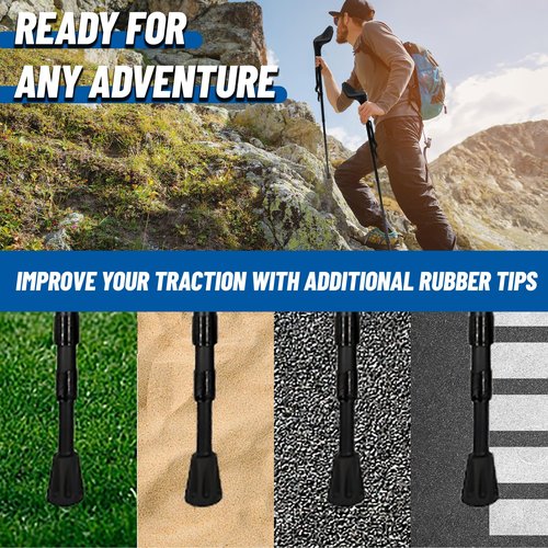 Trekking Poles with Hand Pillow Grip, 2 Pack Collapsible Hiking Poles for Adults & Seniors, Foldable Walking Sticks for Camping & Travel, Anti-Shock Aluminum Alloy with Carry Bag