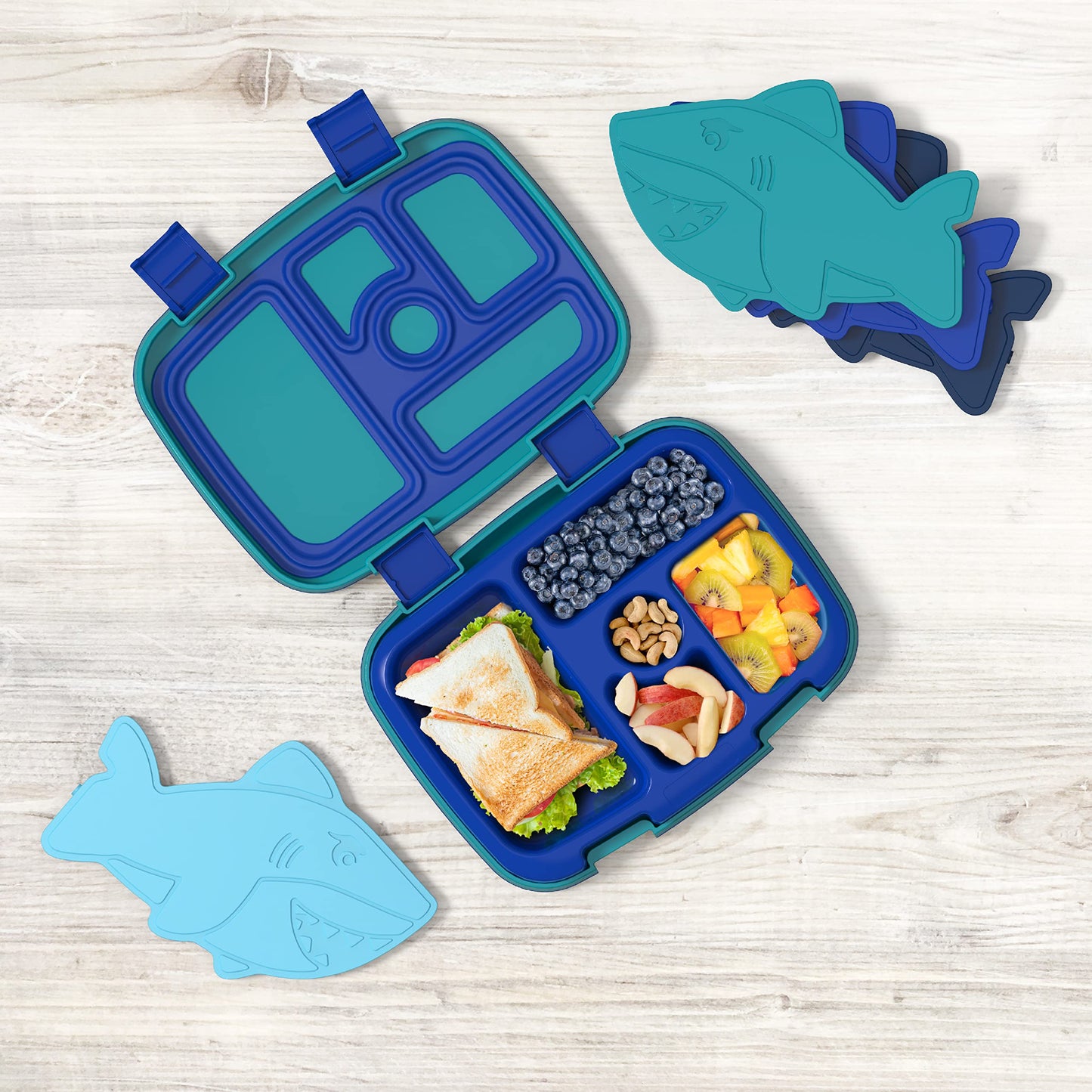 Bentgo Buddies Reusable Ice Packs: Slim Design for Lunch Boxes, Lunch Bags, and Coolers, Quick Freeze, PFAS- and BPA-Free, Multicolored 4-Pack (Shark)