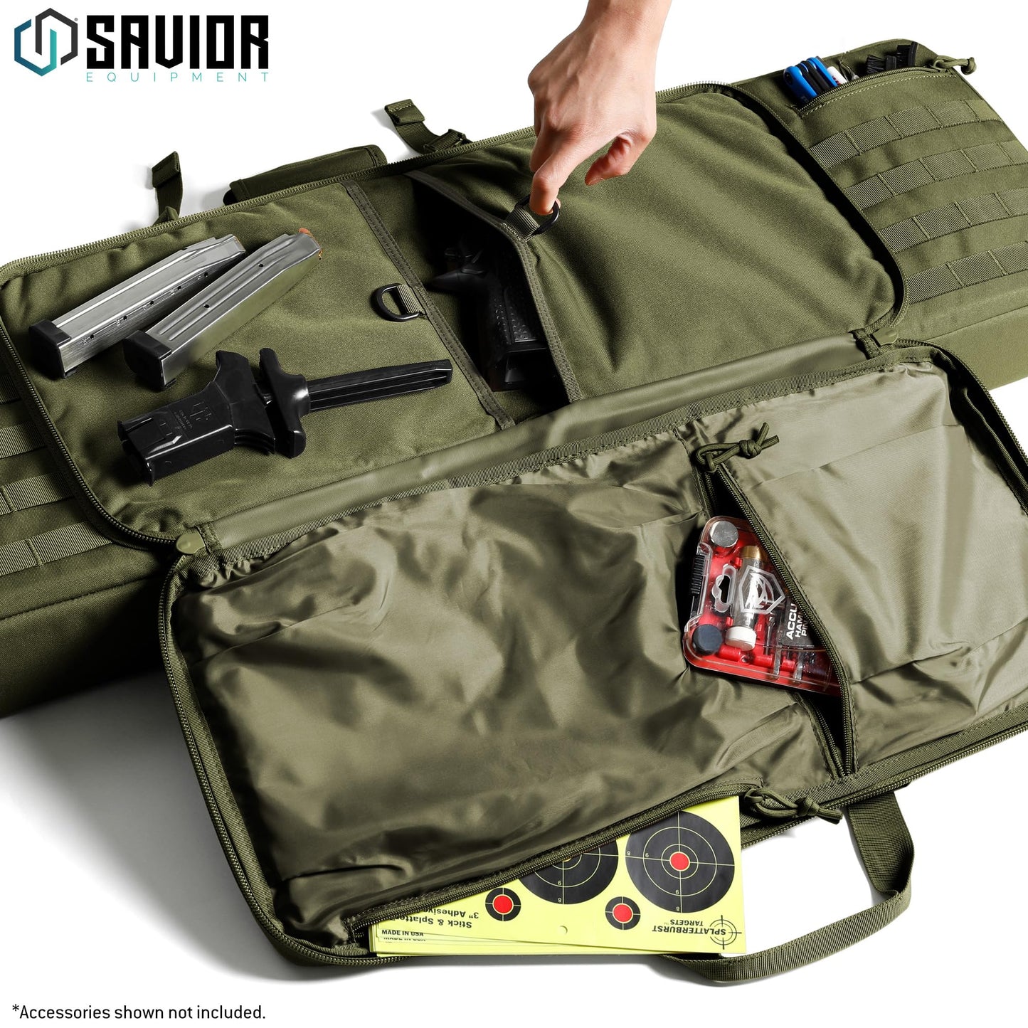 Savior Equipment American Classic Tactical Double Long Gun Bag Pistol Transportation Case w/Backpack Strap, Lockable Compartment, Available Length in 32" 36" 42" 46" 51" 55"