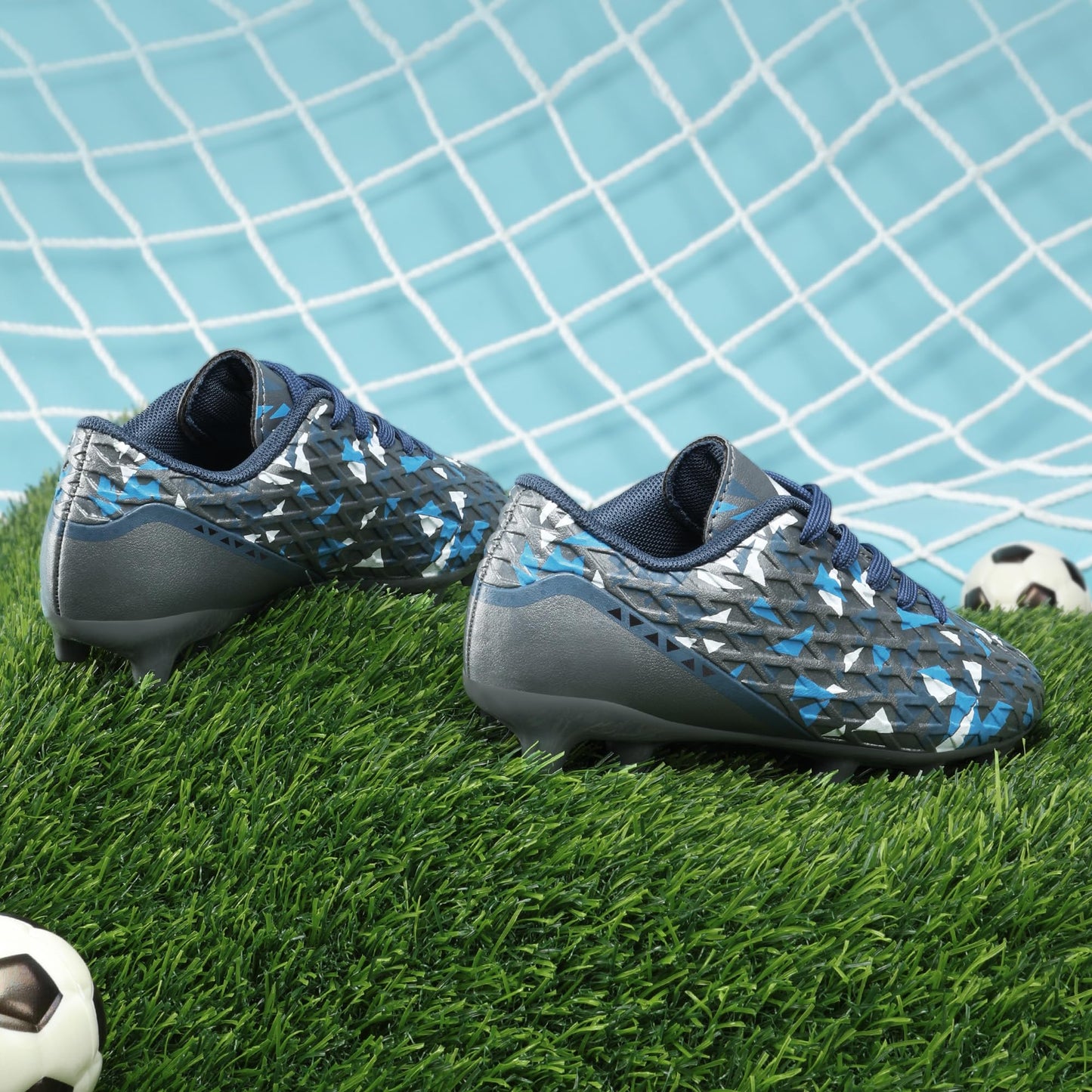 DREAM PAIRS Boys Girls Soccer Cleats,Dark/Grey/Royal/Blue,13 Little Kid