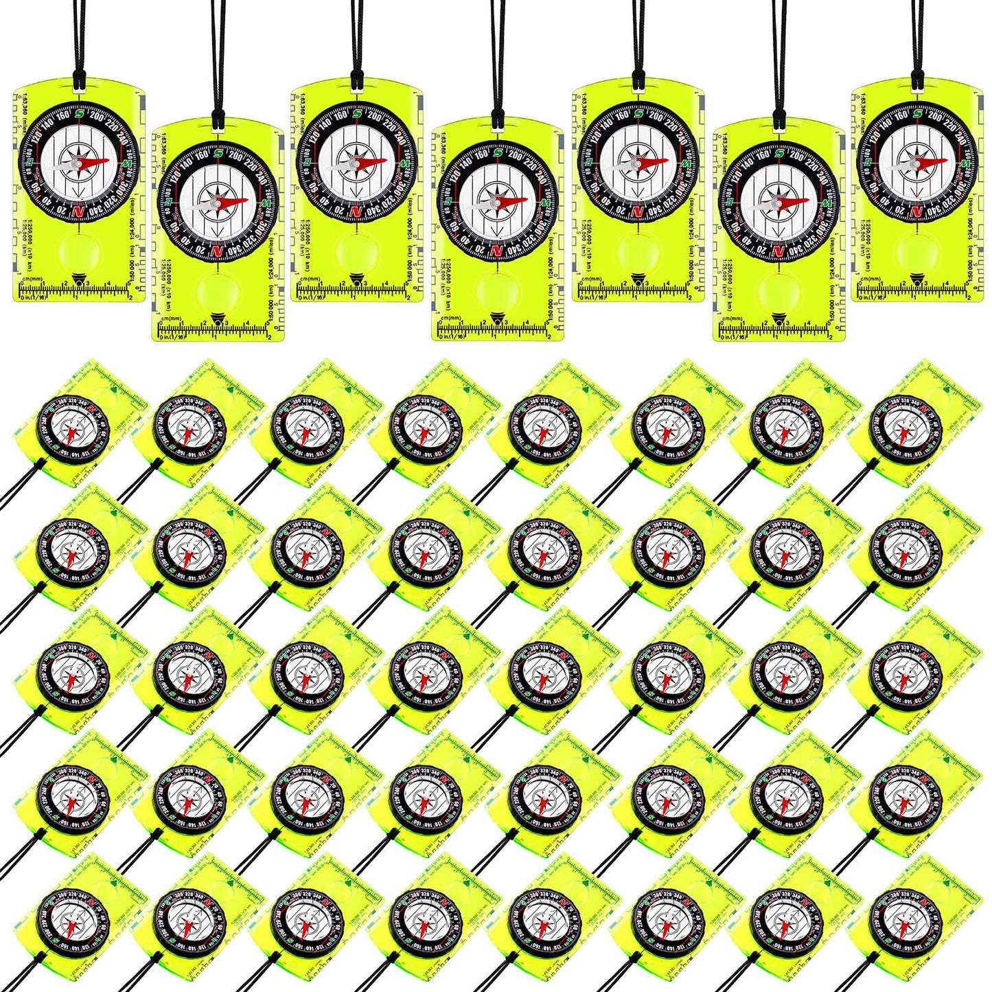 Geiserailie 50 Pcs Acrylic Orienteering Compass Hiking Backpacking Map Reading Compass for Navigation and Survival Outdoor Exploring