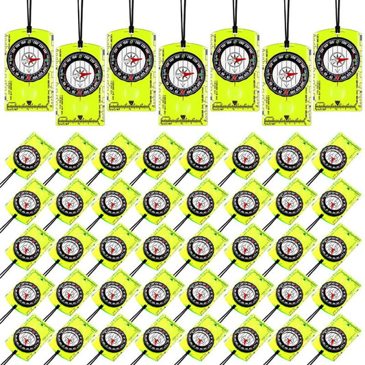 Geiserailie 50 Pcs Acrylic Orienteering Compass Hiking Backpacking Map Reading Compass for Navigation and Survival Outdoor Exploring