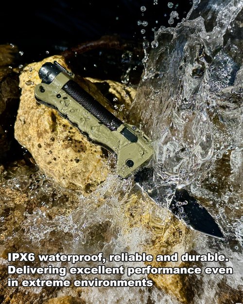 VIPERADE VAK6 Survival Multitool with Folding Knife, LED Flashlight, Pulse Ignition and Hand Crank Generator, Camping Multitool Knife Rechargeable Flashlight with Belt Sheath (Green)