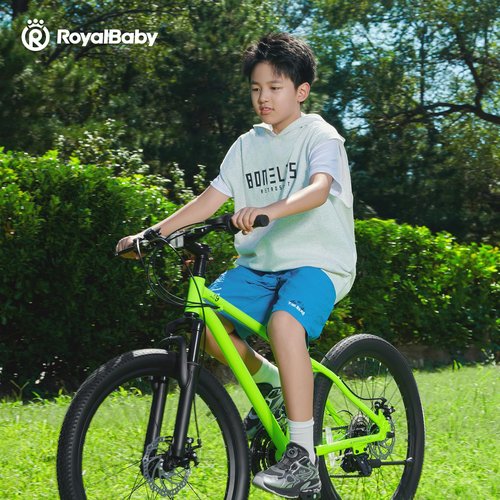 RoyalBaby Kids Mountain Bike for Boys and Girls, Ultra-Light Aluminum X9 24 Inch Wheel Bicycle for 10-14 Years Old Children, 21-Speeds Drivetrain, Green