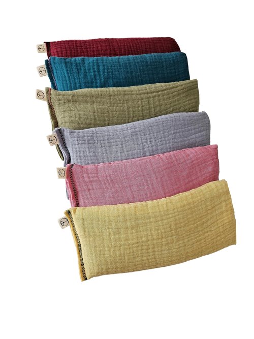 Peacegoods Unscented Eye Pillows (Pack of 6) - Soft Cotton Gauze Filled with Flax Seed Weighted for Yoga Meditation Headache Relief Relaxation Massage Bulk - Relaxing Colors