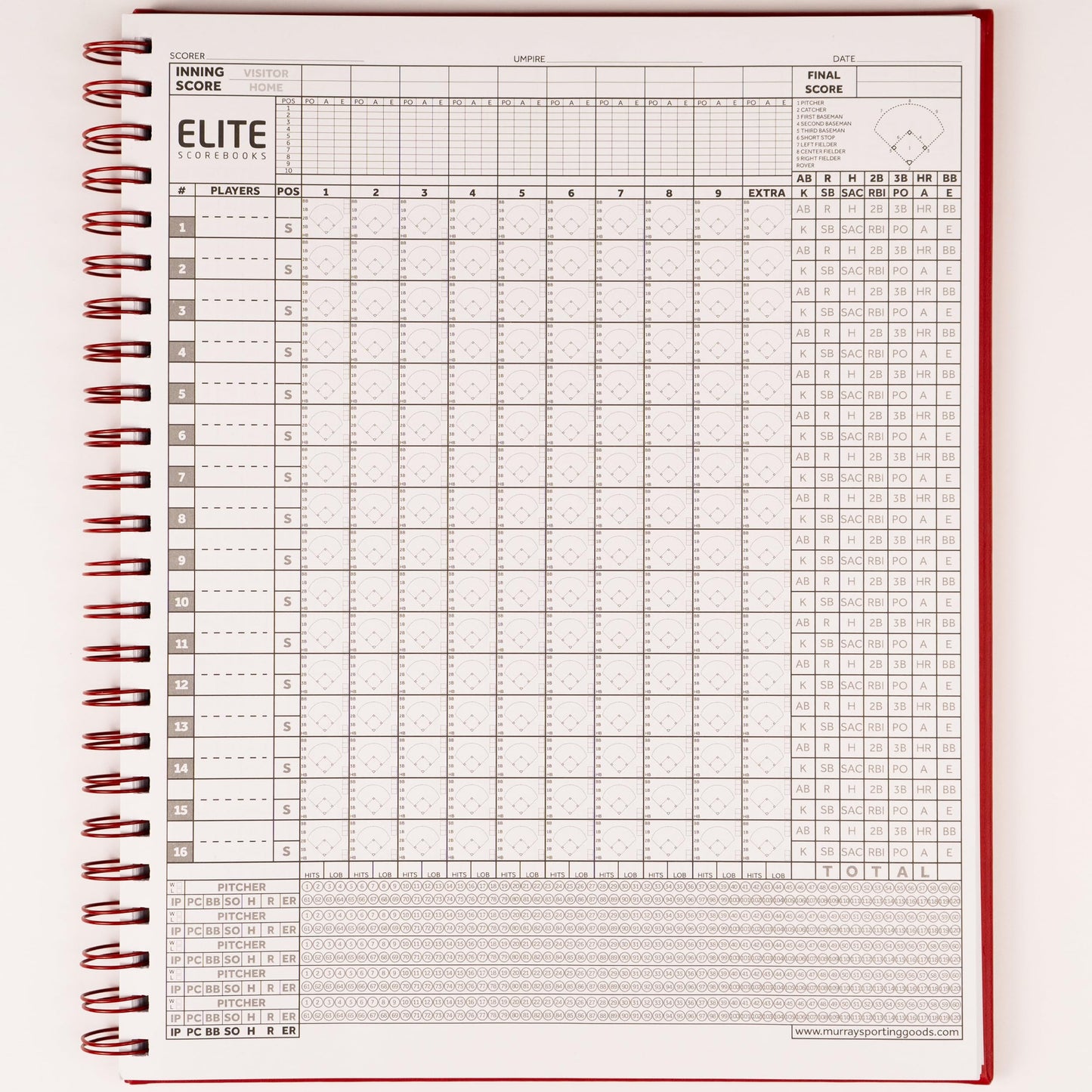 Murray Sporting Goods Elite Clipboards Premium Baseball/Softball Scorebook - 60 Games | Stats Score Keeper Book for Adult & Youth Baseball/Softball