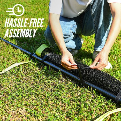 Patiassy 32ft, 26ft and 20ft Width and Height Adjustable Volleyball and Badminton Combo Set with Net, Winch System, 4 Badminton Rackets, 2 Goose Feather Shuttlecocks and Volleyball for Backyards