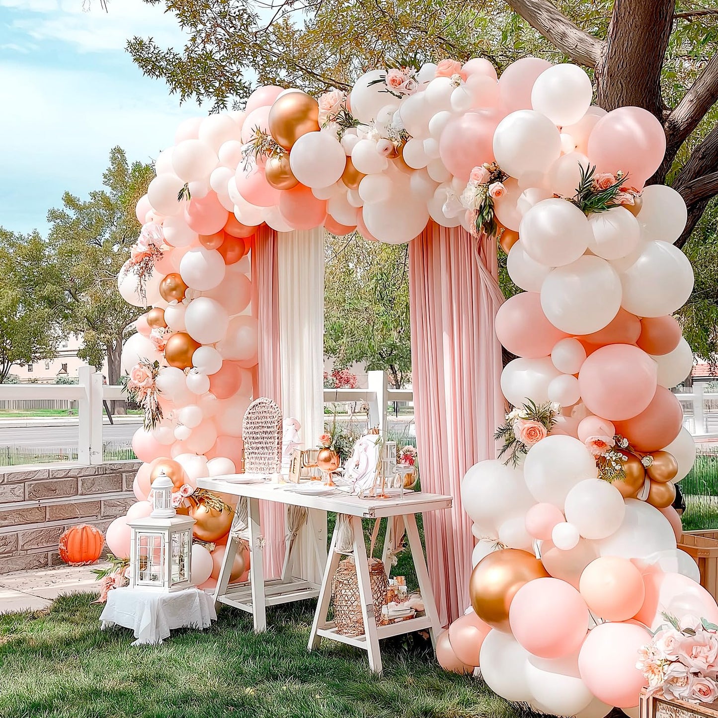 Bezente Balloon Arch Kit, 98.4ft Balloon Decorating Garland Tape Strips and 600pcs Glue Point Dot Stickers for Wedding Birthday Baby Shower Party Decorations