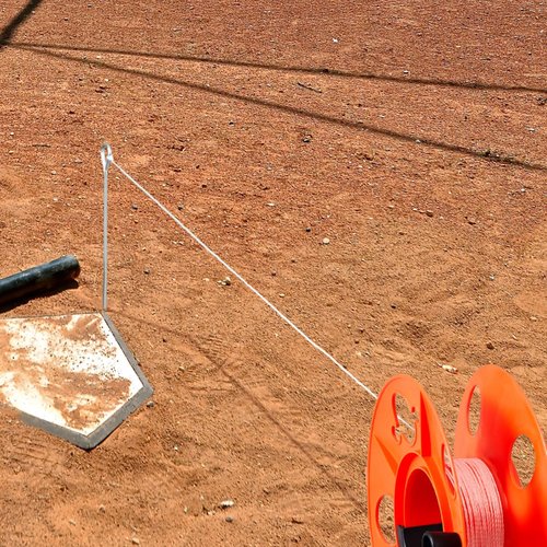 PullCrease Sports Standard String Winder Kit with 500 ft #36 Nylon String Line and Ground Nail, Baseball Field Line String Cord Storage Reel with Center Spin Handle for Baseball Soccer Track and Field