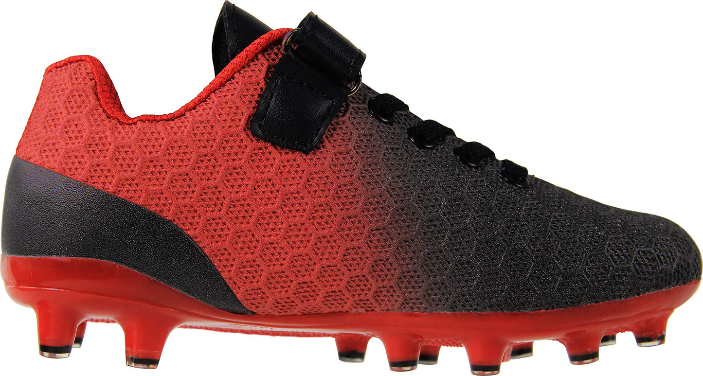 BomKinta Kid's FG Soccer Cleats Athletic Outdoor Soccer Shoes Black Red Size 13 M US Little Kid