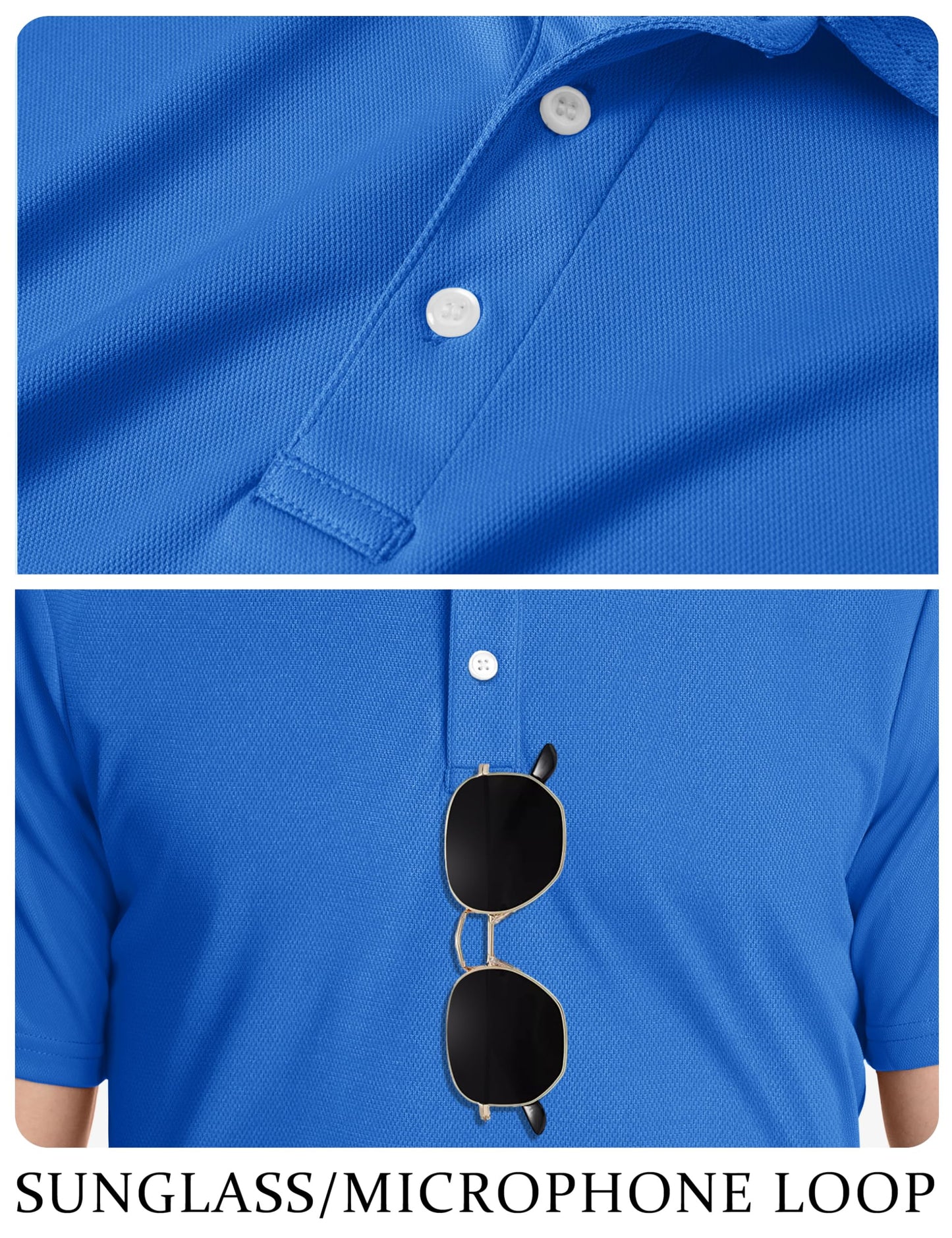 TACVASEN Mens Golf Shirt Dry Fit Mens Polo Shirts Short Sleeve Performance Golf Polos for Men with Collar Work Shirts Azure Blue, 3XL