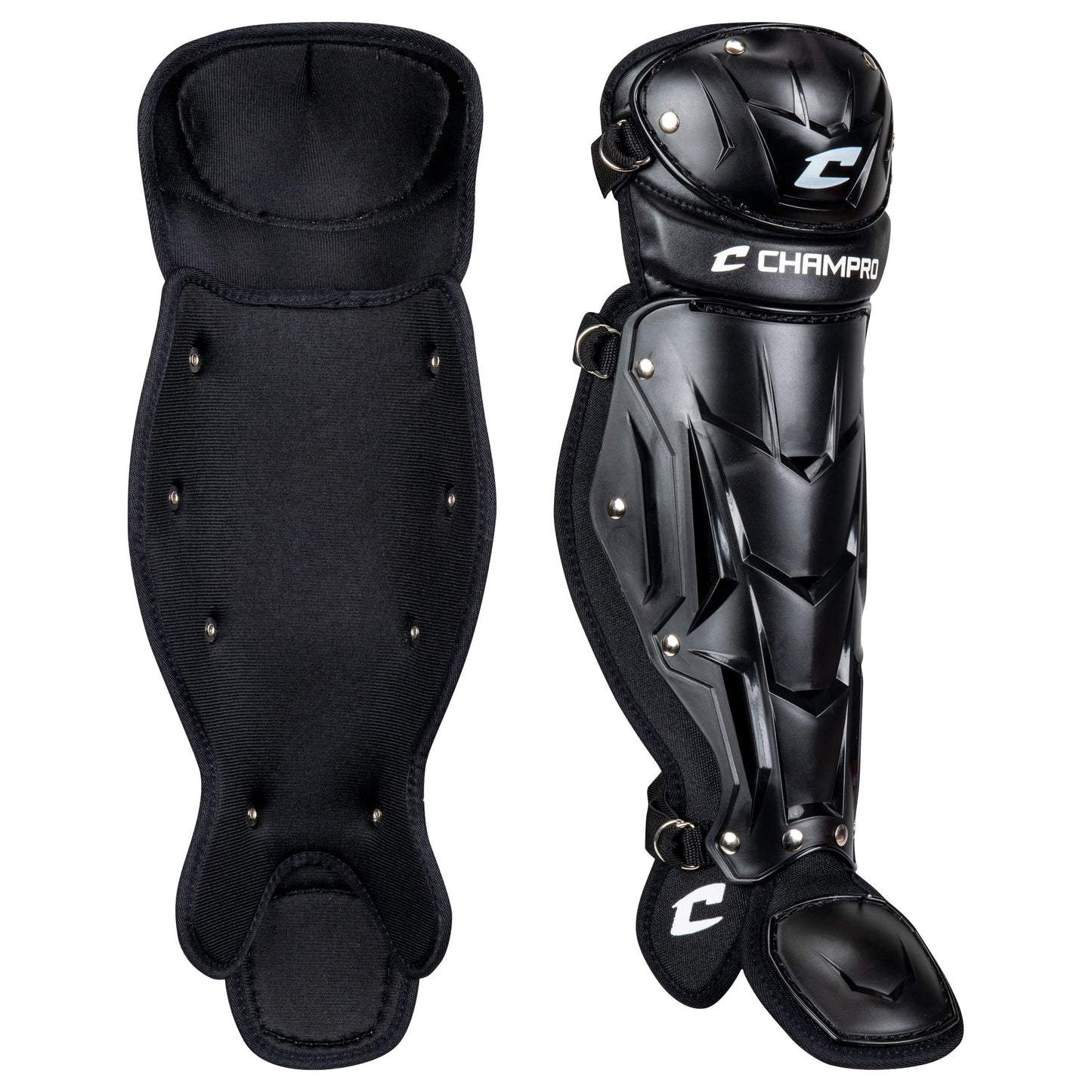 Champro Optimus MVP Single Knee Baseball Catcher’s Leg Guards, 14.5" Shin Length, CG105B, Black