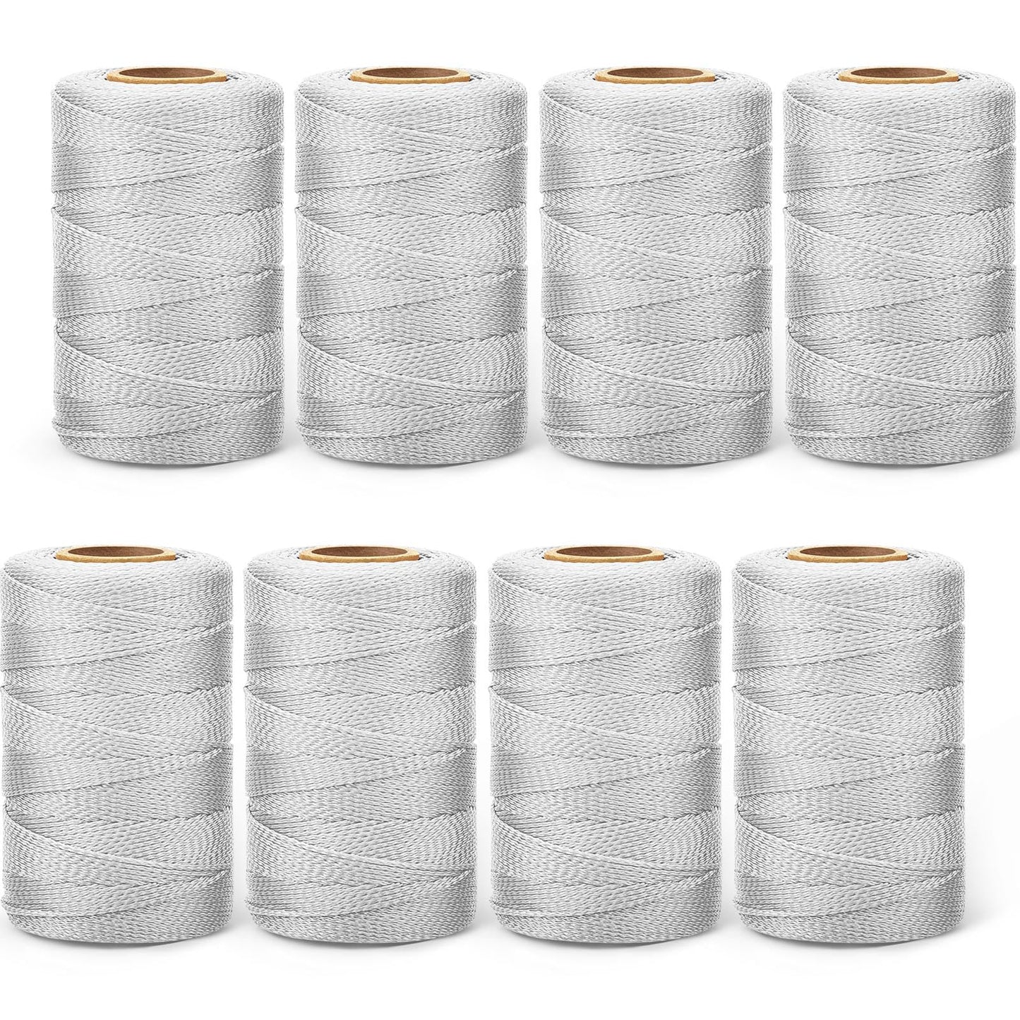 Woanger 8 Rolls Mason Line #18 Braided Nylon String Total 4000 Feet Length Masonry Nylon Twine for Gardening Construction Crafting DIY Project Workshop(White)
