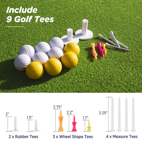 Golfguru Golf Mat, 5x4ft 21mm Dense Elite Golf Hitting Mats Practice with 10 Balls, 9 Tees, Heavy Duty Artificial Hitting Training Matt for Backyard Driving Chipping Indoor Outdoor Simulators