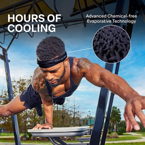 COLD FACTOR Instant Cooling Headband 3 Pack (Black) | Advanced Chemical-Free Evaporative Technology | 2+ Hours of Cooling | Ideal for Sports, Yoga, Outdoor Activities Like Hiking & Golf