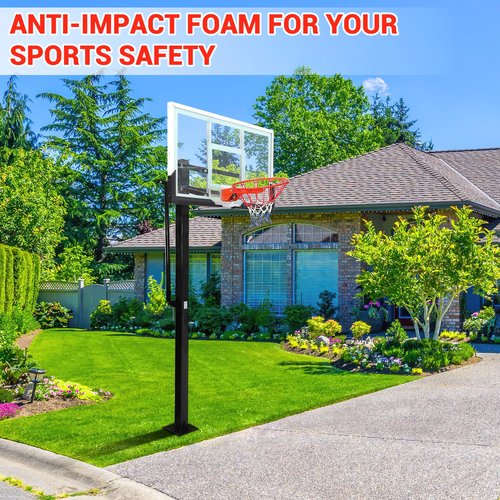 Inground Basketball Hoop Outdoor, 8-10ft Quick Adjustable Basketball Hoop In Ground with 55" Shatterproof Tempered Glass Backboard