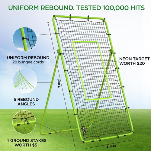 ZivPlay Volleyball Rebounder Net 7x4 ft Volleyball Rebounder Bounce Back Training Equipment for Volley Ball Practice Volleying Bumping Spiking Lacrosse Training with Five Adjustable Rebound Angles