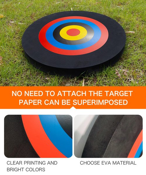 Cifupy 20'' Round Archery Target, Lightweight High-Density EVA Bow & Arrow Target, Single-Sided Printed Pattern, for Backyard Outdoor Shooting Practice with a Curved Longbow