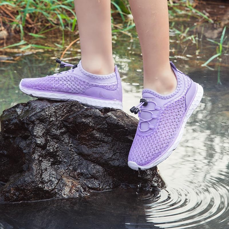 DOUSSPRT Water Shoes for Kids - Quick-Dry Beach Pool Shoes, Purple 4 Big Kid