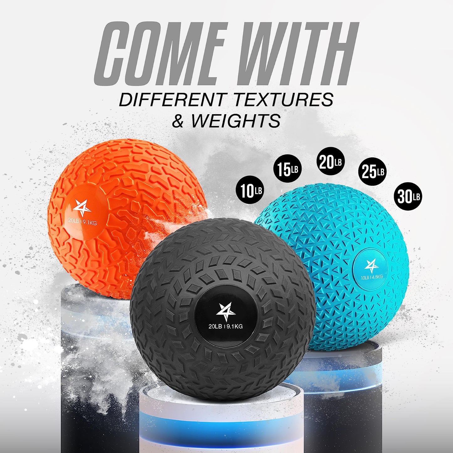 Yes4All Slam Balls Upgraded, 10-12lb Medicine Ball Weight, Durable PVC Sand Filled Workout Dynamic Medicine Ball for Core Strengthen