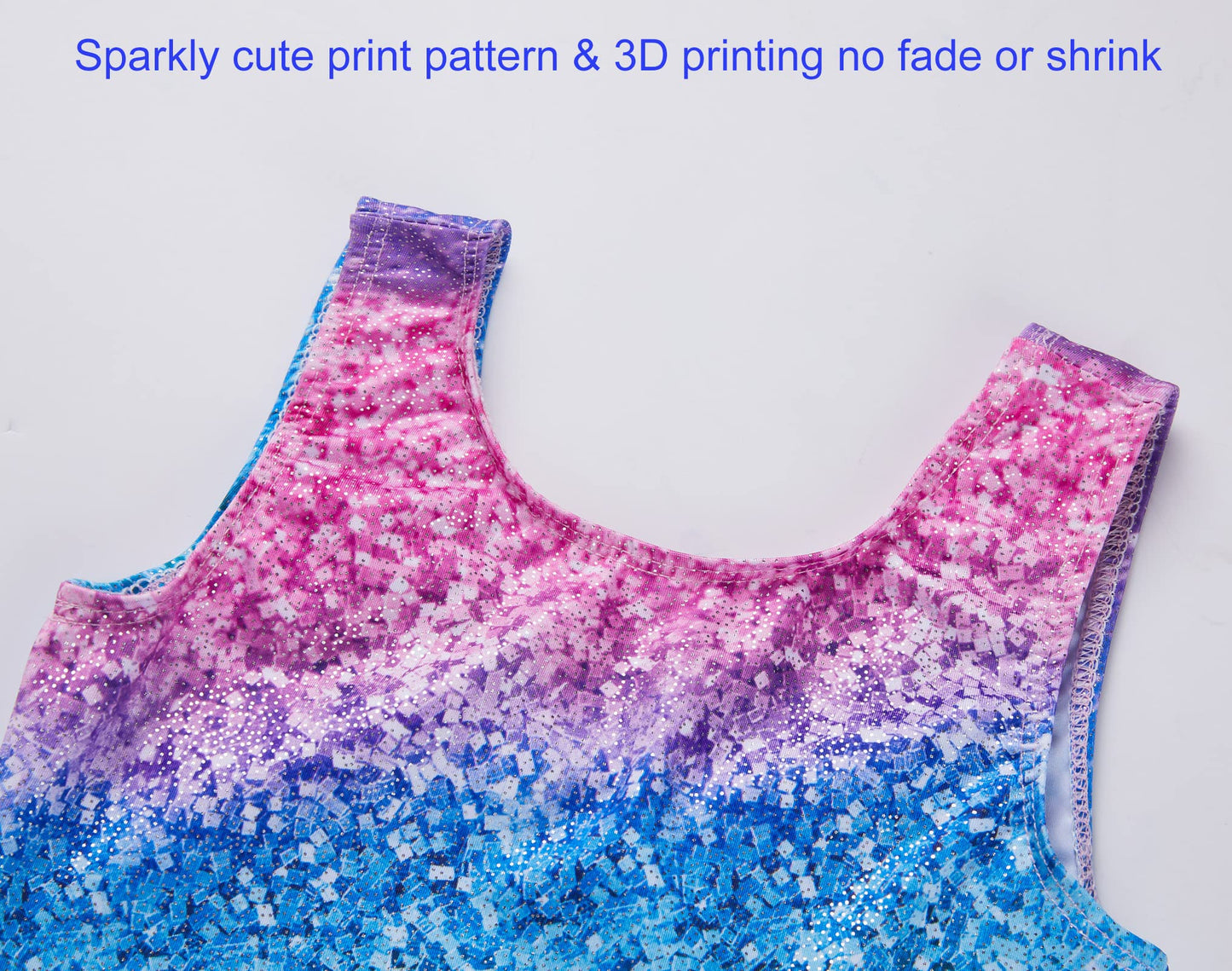Domusgo Girls Gymnastics Leotards Size 5-6 Years Old Sparkly Gradient Stripe Unitards with Shorts