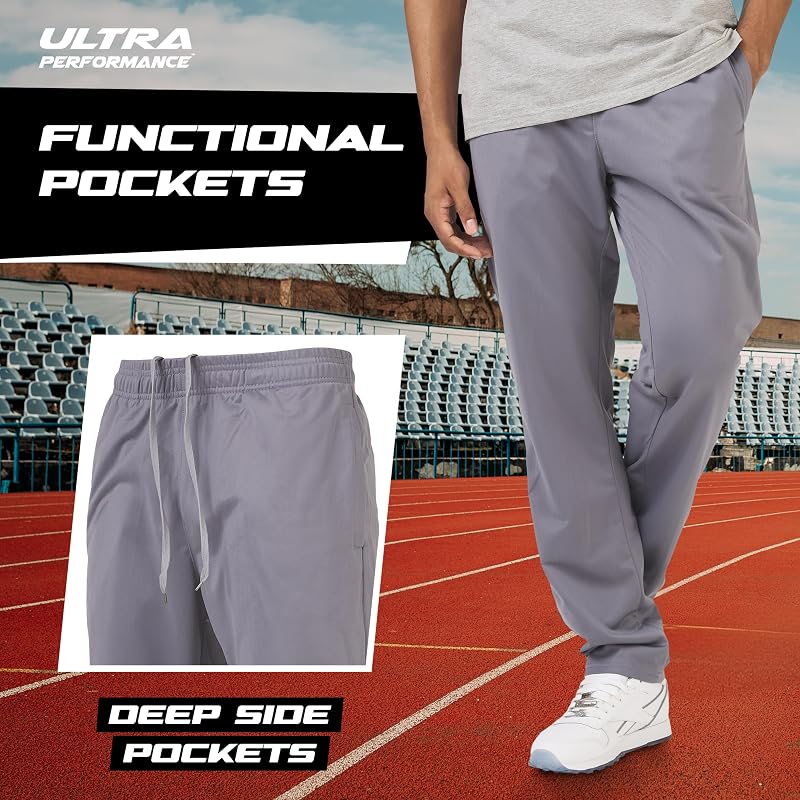 Ultra Performance Men’s Tricot Sweatpants 3-Pack - Black, Charcoal, Grey, Large