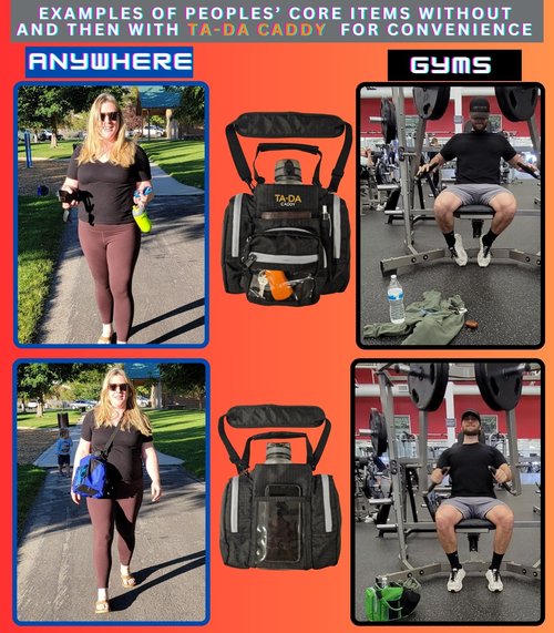 TA-DA Caddy Bag Everywhere you Go | Core Items are Bottle Phone Keys Wallets Etc., so Easy Access and more Convenient than Purse, Carrier, Crossbody, Messenger, Duffle, Fanny, Tote | W-7 H-10 L-10 |