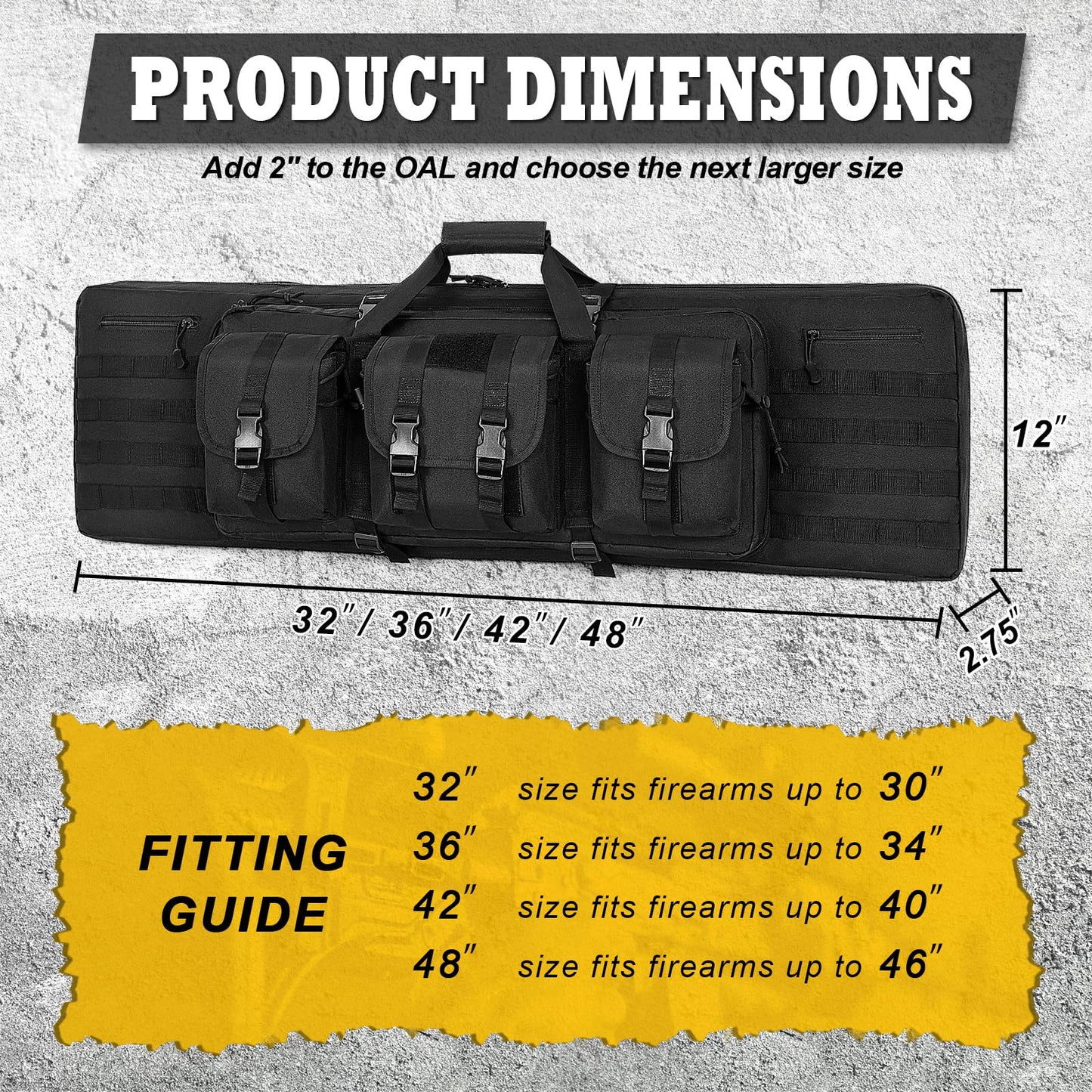 DULCE DOM Double Rifle Case, Soft Tactical Backpack for Hunting Shooting Range, Dual Storage Gun Bag for 2 Rifles & Pistols with Lockable Zippers & MOLLE System(Black, 36", Stowaway Backpack Straps)