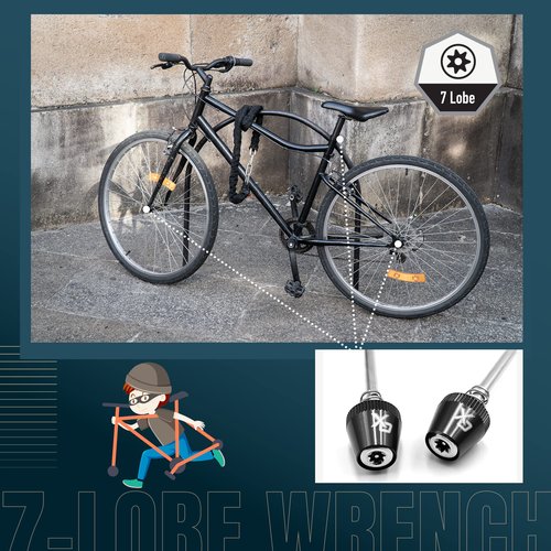 ONIPAX Bike Anti-Theft Locking Skewer 7 Lobe Bicycle Wheel Hub Secure Binder Bolt Kit with Key