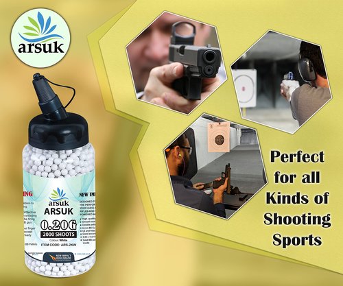 Arsuk 6mm Airsoft BBS 0.20g – White - 2000 Count - Seamless 6mm Plastic Pellets for Precision Target Practice & Tactical Shooting BBS for BB Guns, Airsoft Pistols & Rifles