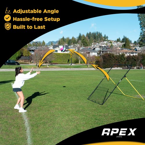 Apex Sports Adjustable Volleyball Rebounder Net 7x4 ft – Bounce Back Training Equipment with Angle Customization for Practicing Volleying, Bumping, Spiking – Durable & Portable with Travel Bag