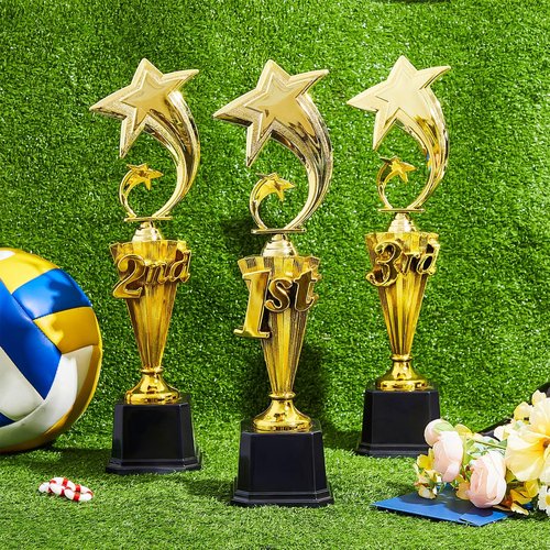 Foilswirl 3 Pcs 3rd 2nd 1st Place Trophy First Place Plastic Trophy Award for Sports Tournament Funny Prize Cup for Football Soccer Competitions Reward Ceremony(Classic)