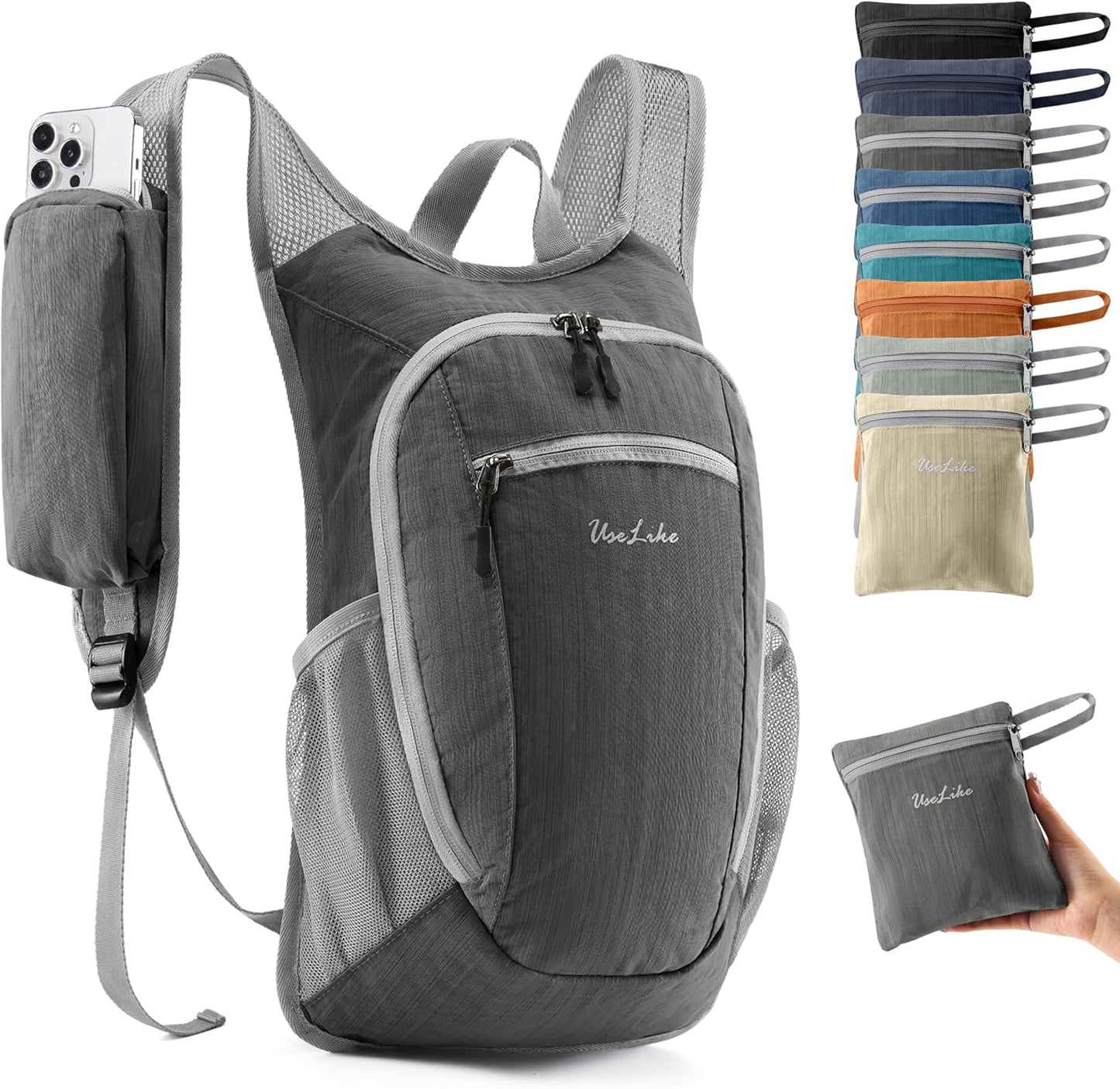 10L Small Hiking Backpack Travel Daypack Lightweight Packable Back Pack for Women Men(Black)