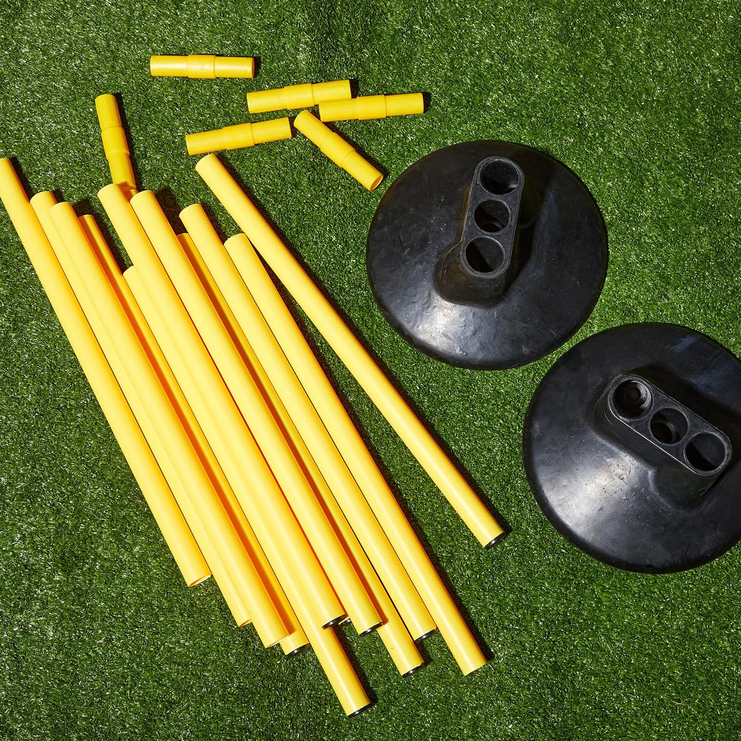 Wenqik 12 Pcs Soccer Agility Poles Set with 6 Training Poles Soccer Bases Detachable Speed Pole Highly Visible Yellow Sports and Agility Training Equipment Slalom Poles to Improve Balance Quickness