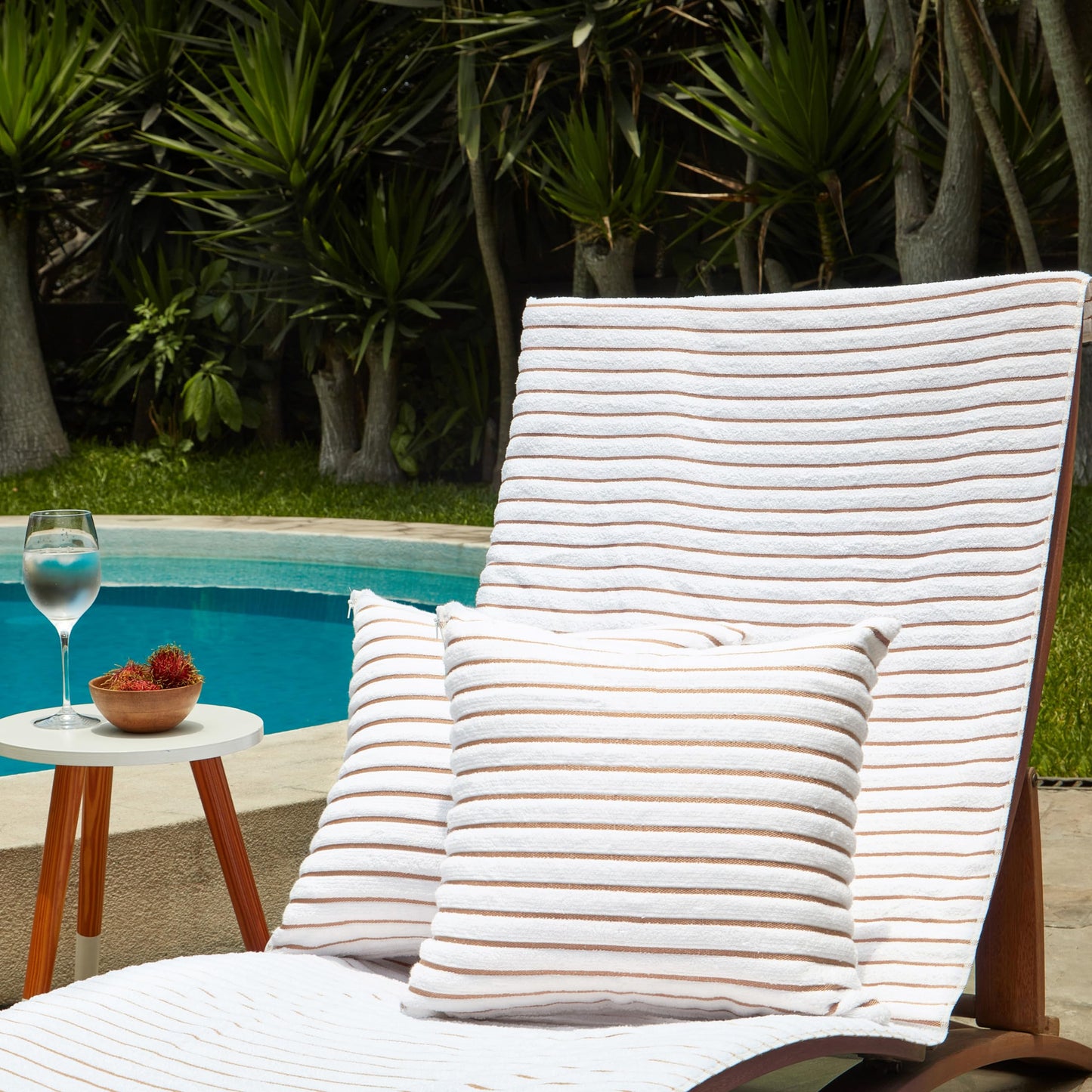 Black & White Brands Brazilian Beach/Pool/Bath Towel - Ultimate Absorbent Luxury XL 36x70 100% Cotton Wave (4 Towels, Tan/Beige Poly Stripe)
