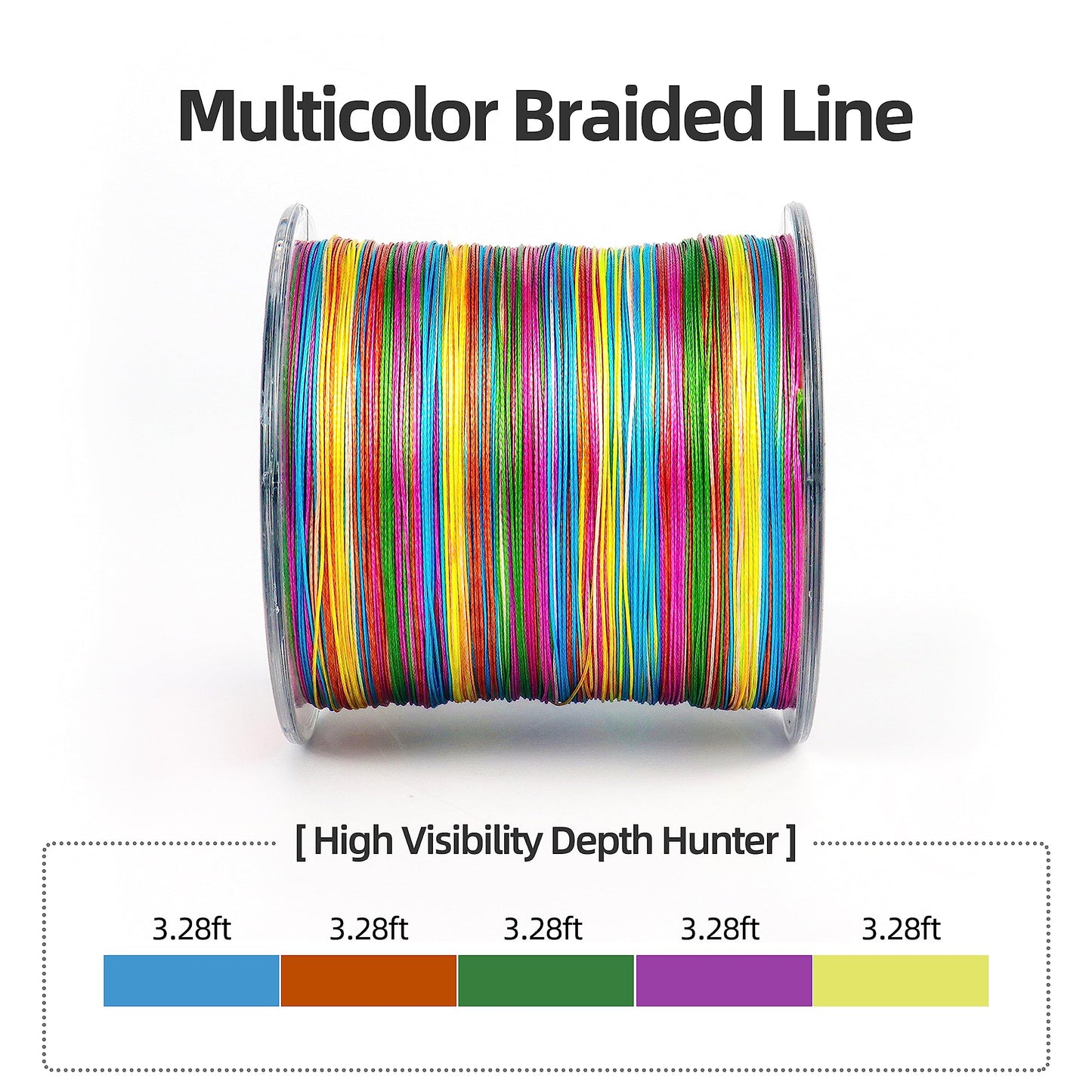 RUNCL Braided Fishing Line, 8 Strand Abrasion Resistant Fishing Line Braid, Super Durable, Smooth Casting, Zero Stretch, Smaller Diameter, Hi Vis, 328-1093 Yards, 12-100LB(40LB,546yds)