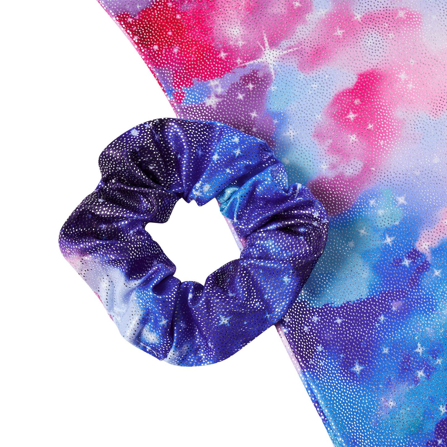 Vogseek Sparkly Gymnastics Leotards for Girls 6 7 Years Cute Galaxy Shiny Ballet Dance Unitards Biketards with Hair Scrunchie Kids Tumbling Shorts Activewear Clothes, Rainbow Stars
