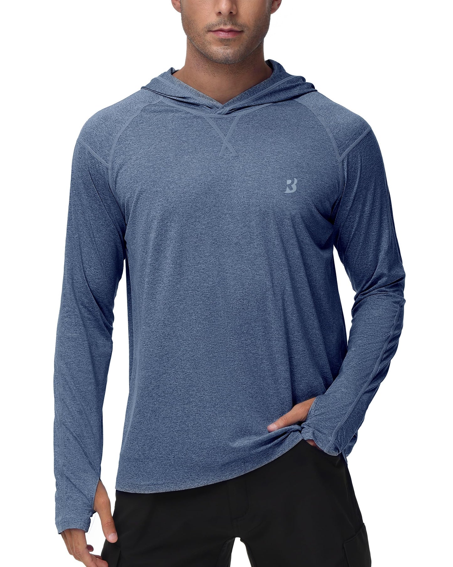 Roadbox UPF 50+ Fishing Shirts for Men Long Sleeve UV Sun Protection Hoodie Outdoor Hiking Shirts