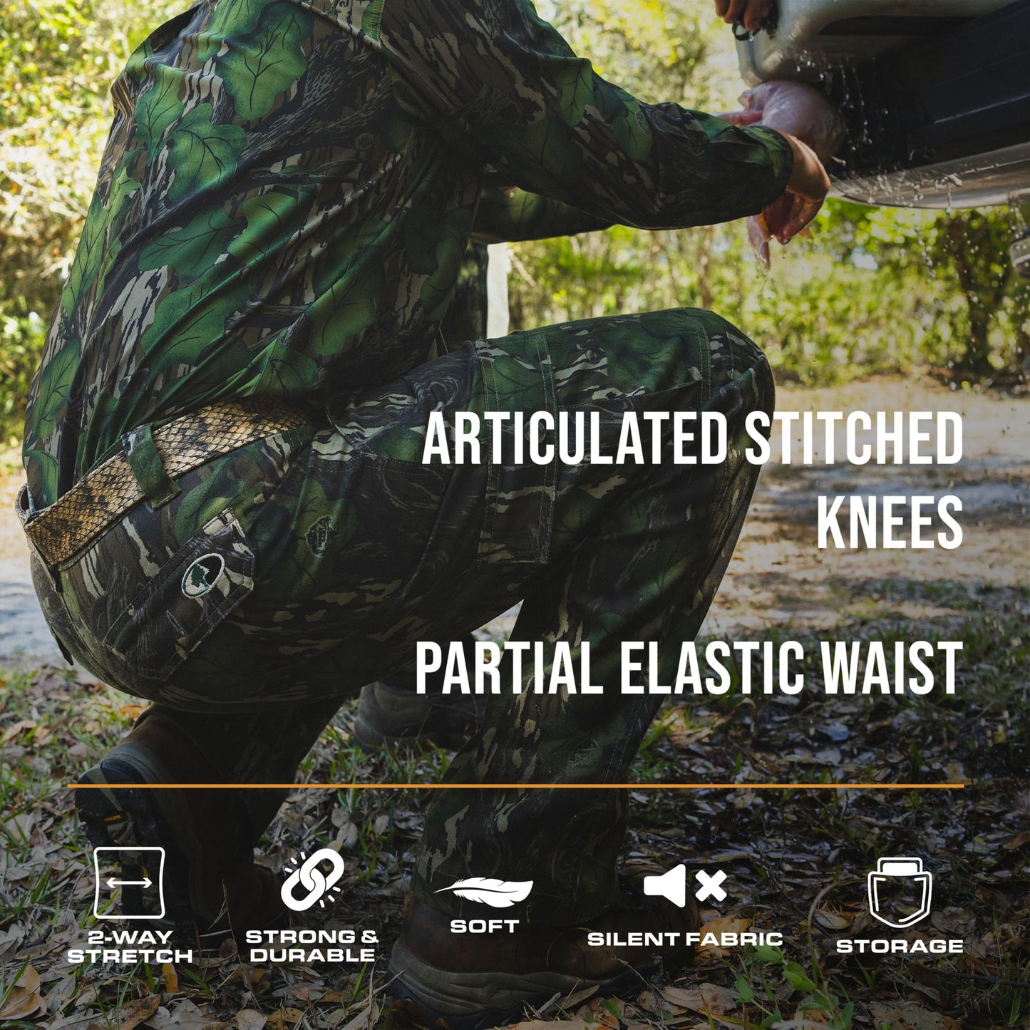 Mossy Oak Cotton Mill 2.0 Camo Hunting Pants for Men Camouflage Clothes, Large, Greenleaf