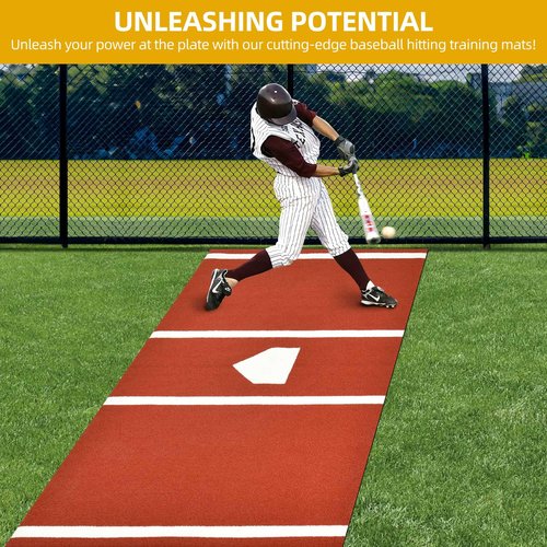 Shopsource Baseball Batting Mat, 10 x 3.8 FT Softball Hitting Mat, Upgraded Anti-Slip Matt with Stitched Embroidery Turf, Softball Baseball Training Matt with Home Plate Batters Box for Indoor Outdoor
