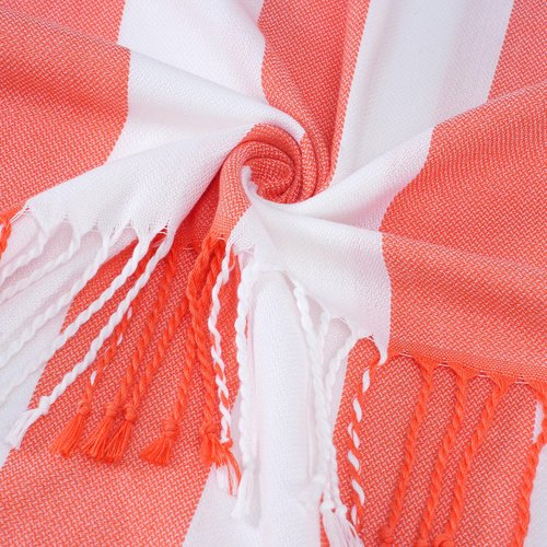 Genovega Oversized Turkish Beach Towels 74"x38" Thin Quick Dry Sand Free Pool Swim Bathing Towel Extra Large Blanket Adult Travel Essentials Accessories Must Haves Summer Vacation Orange-red Striped