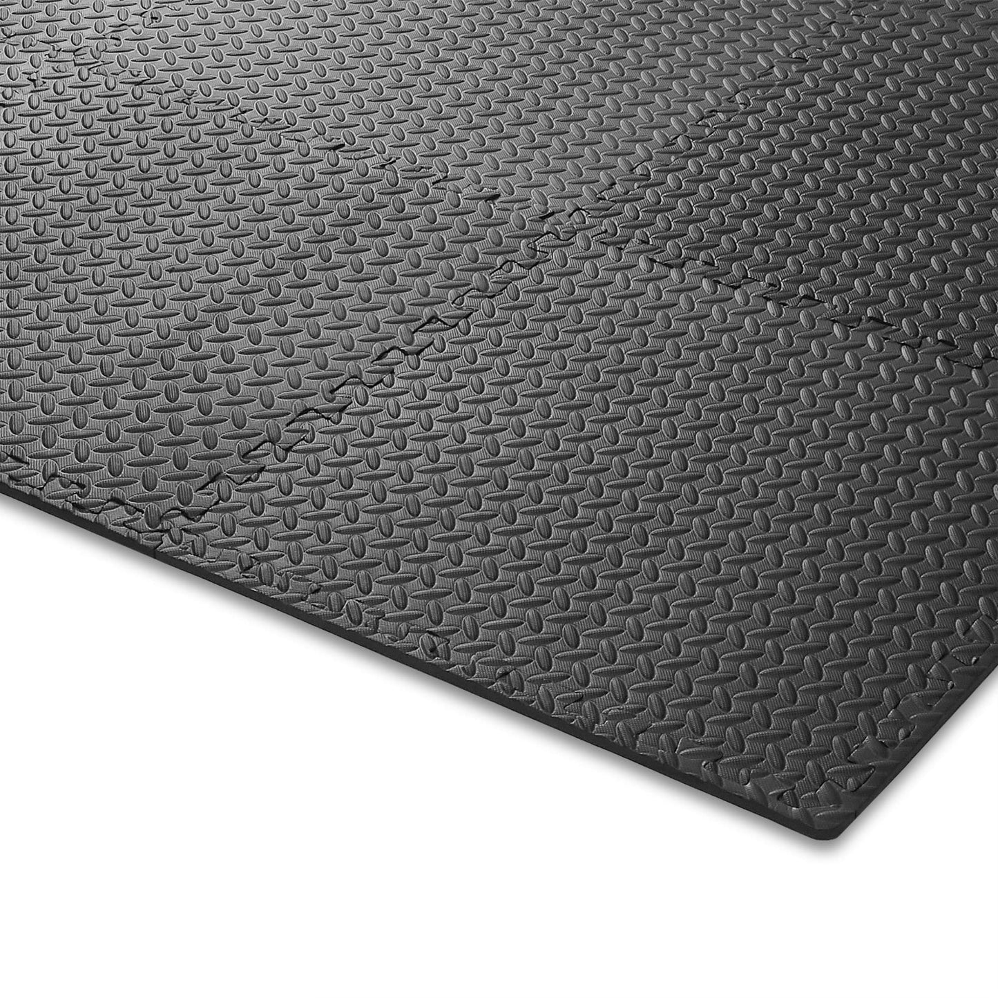 Philosophy Gym Pack of 12 Exercise Flooring Mats - 12 x 12 Inch Foam Rubber Interlocking Puzzle Floor Tiles - Black